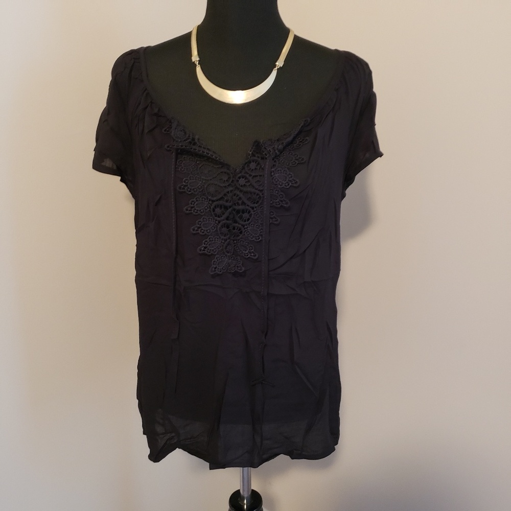 Lemon Baker Sexy V Neck Lace Blouse
